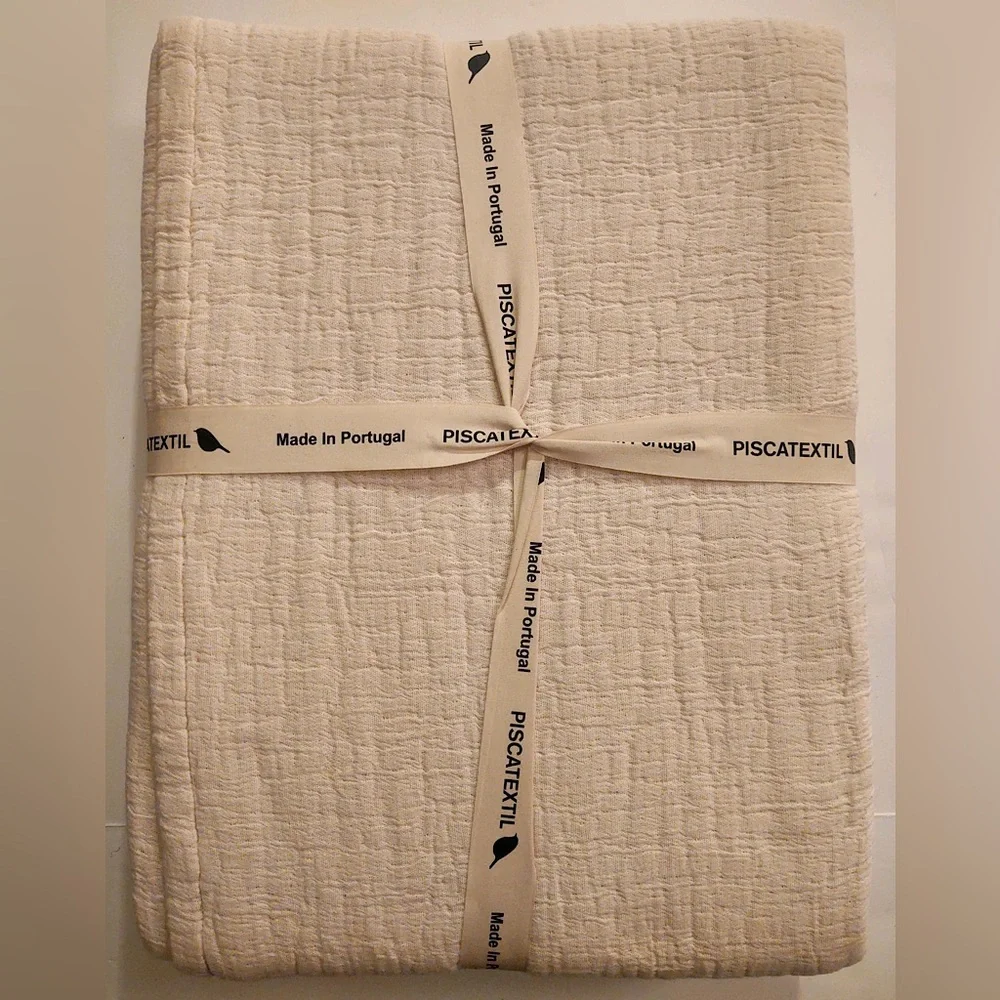 🎁Piscatextil Coverlet - Cotton - Queen Size - Made in Portugal - Oatmeal - Picture 2 of 3